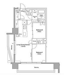 都営三田線 西巣鴨駅 徒歩2分の賃貸マンション 8階2LDKの間取り