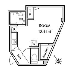 JR山手線 駒込駅 徒歩7分の賃貸マンション 2階ワンルームの間取り
