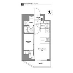 JR山手線 田端駅 徒歩11分の賃貸マンション 9階1DKの間取り