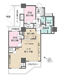 都営三田線 西巣鴨駅 徒歩6分の賃貸マンション 18階2LDKの間取り