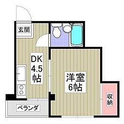本駒込高野ビル 1DKの間取図画像