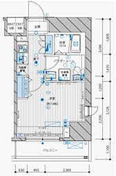 メインステージ田端 1Kの間取図画像