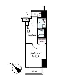 ライジングプレイス巣鴨 1Kの間取図画像