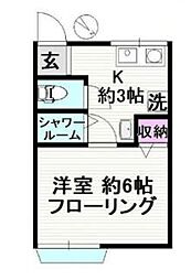 丸一荘 1Kの間取図画像