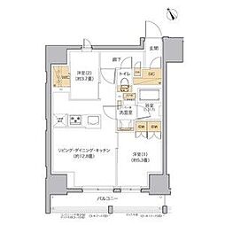 リビオメゾン田端 2LDKの間取図画像