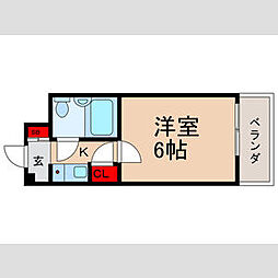 グローリア初穂椎名町 1Kの間取図画像