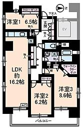 シャンテメゾン田仲 3LDKの間取図画像
