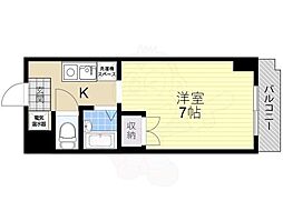 阪急宝塚本線 蛍池駅 徒歩7分の賃貸マンション 2階1Kの間取り