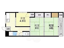 阪急宝塚本線 蛍池駅 徒歩9分の賃貸マンション 3階3DKの間取り