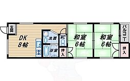 アートプラザ利倉西 2DKの間取図画像
