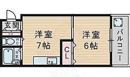 VIP岡町 1DKの間取図画像