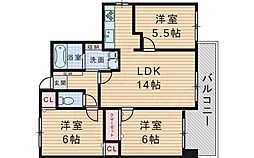 パヴィヨン豊中 3LDKの間取図画像