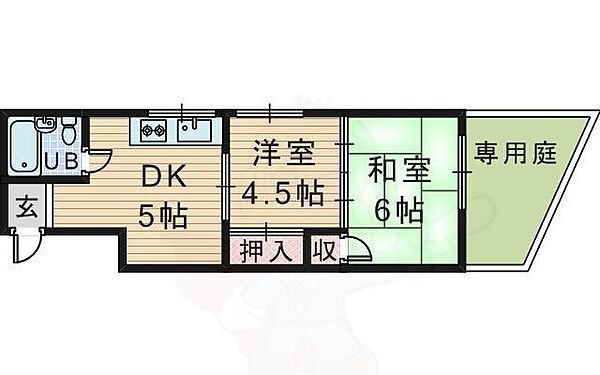 夕日丘サンマンション ｜大阪府豊中市夕日丘３丁目(賃貸マンション2DK・1階・38.00㎡)の写真 その2