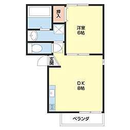 コープami 1階1DKの間取り