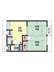 和仙ハイツ 2DKの間取図画像