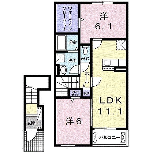 ヴェールI 202｜和歌山県海南市重根(賃貸アパート2LDK・2階・58.64㎡)の写真 その2