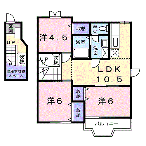 ジョイリバーIII 201｜和歌山県和歌山市布引(賃貸アパート3LDK・2階・65.57㎡)の写真 その2