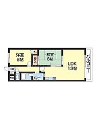 リオンガーデン古屋 1階2LDKの間取り