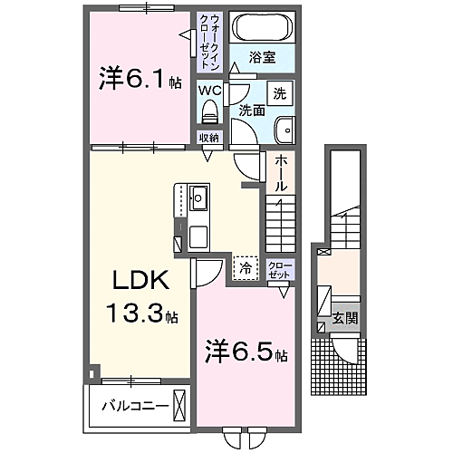 カスケード 202｜和歌山県和歌山市新中島(賃貸アパート2LDK・2階・59.58㎡)の写真 その2