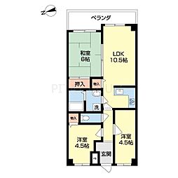 アーバンシックス 2階3LDKの間取り