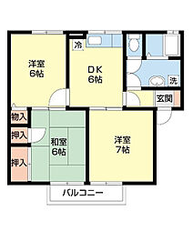 南海線 和歌山市駅 徒歩26分の賃貸アパート 1階3DKの間取り