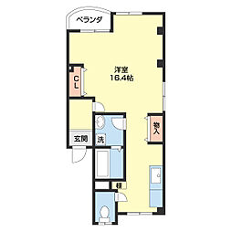 カサ・デかのだ ワンルームの間取図画像