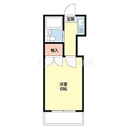 レオパレス中松江第3 2階1Kの間取り