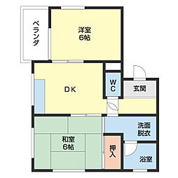 コーポ奥出 2DKの間取図画像