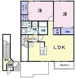 ＦＬＯＷＥＲ　ＳＴＡＧＥ　2 2階2LDKの間取り