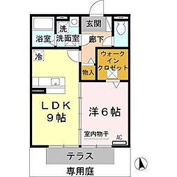 コンフォート 1階1LDKの間取り