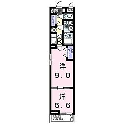 フォレスタ・和歌浦 1階1Kの間取り