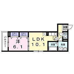 ヒカルサ和歌山本町 1階1LDKの間取り
