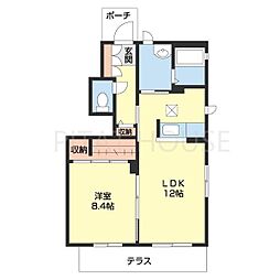 シャーメゾン和歌川 1階1LDKの間取り