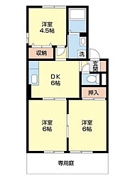 プリシェールＫ　III棟 2階3DKの間取り