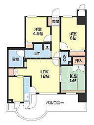 セレッソコート和歌山アクロス 6階3LDKの間取り