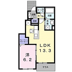 カンタービレ西浜II 1階1LDKの間取り