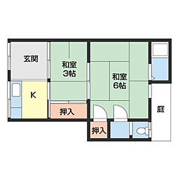 西本住宅 1階2Kの間取り