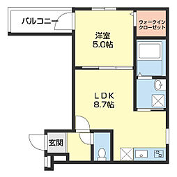 フジパレス北新金屋丁 1階1LDKの間取り