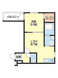 フジパレス北新金屋丁 303 3階1LDKの間取り