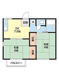 ドリームハイツ 2DKの間取図画像