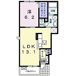 ボヌール岩橋　I 1階1LDKの間取り