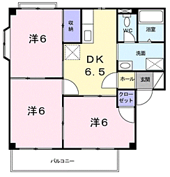 グレイスI 1階3DKの間取り
