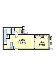 フジパレス市駅東イースト 3階1LDKの間取り