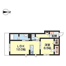 シャーメゾン黒田 1階1LDKの間取り