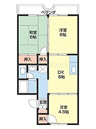 清水ハイツ 3DKの間取図画像