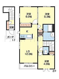 シャーメゾンオーキッド 2階3LDKの間取り