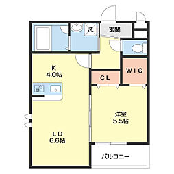 ラフィーネ石本II 1階1LDKの間取り
