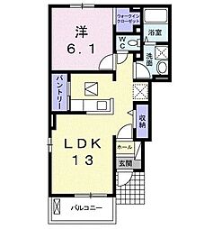 カテュルスフェリス1 1LDKの間取図画像