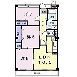 カーサグリーン2 3LDKの間取図画像