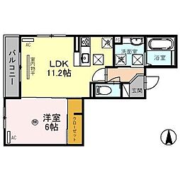 D-roomN.K1 1LDKの間取図画像